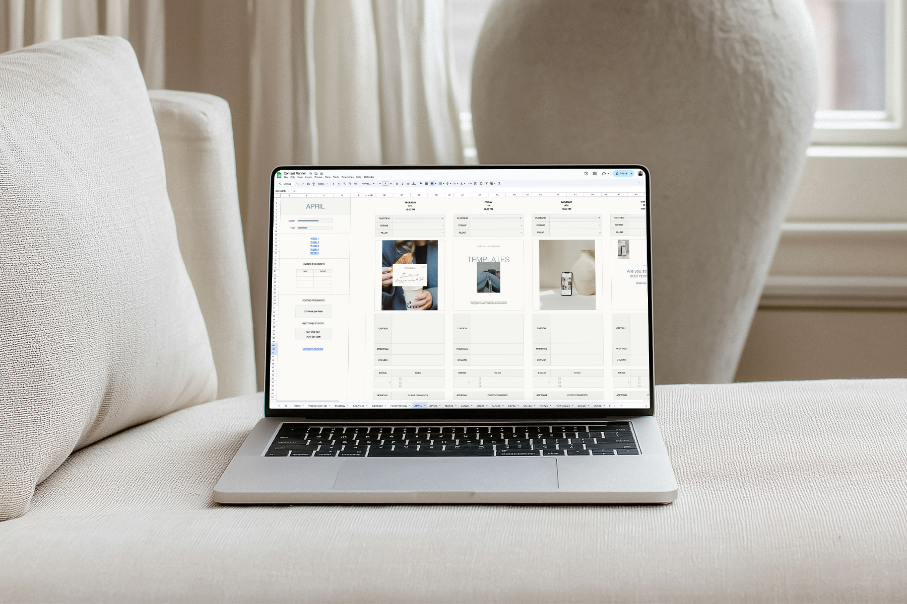 Social media content calendar planner for instagram post plan in 2025