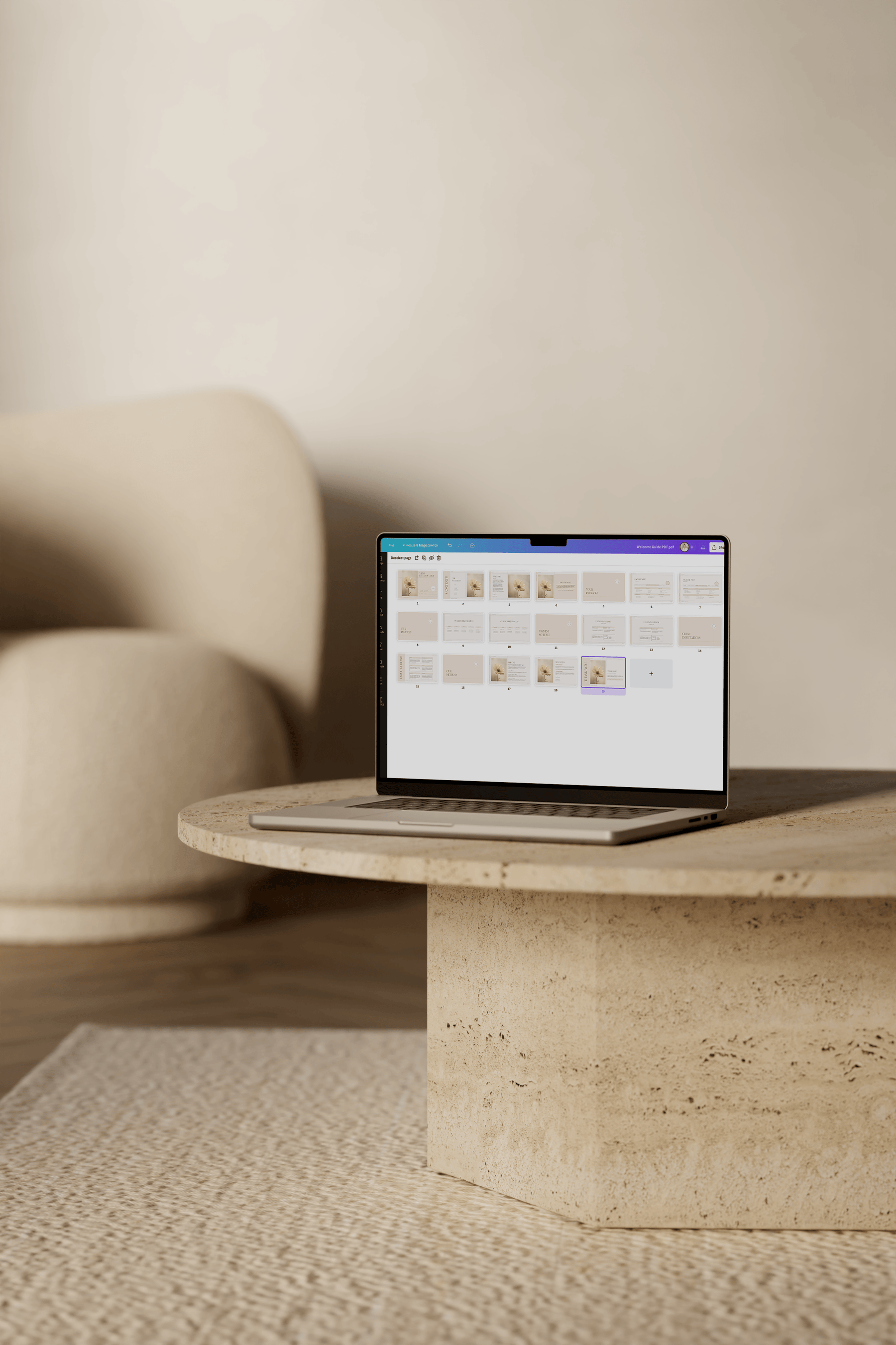 Client Welcome Guide Template in Canva by Sunday Lane Studio - Branding Design Templates Guidelines and more for Brand Graphic & Website Designers - Twenty Two