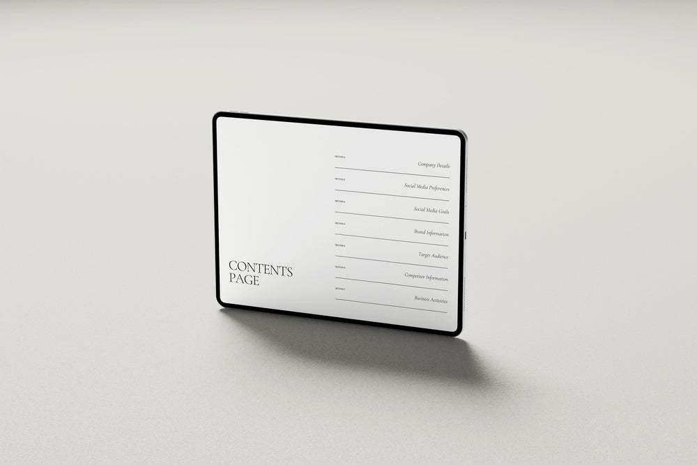 social media new client questionnaire template for smm social media marketing managers - customise in canva  