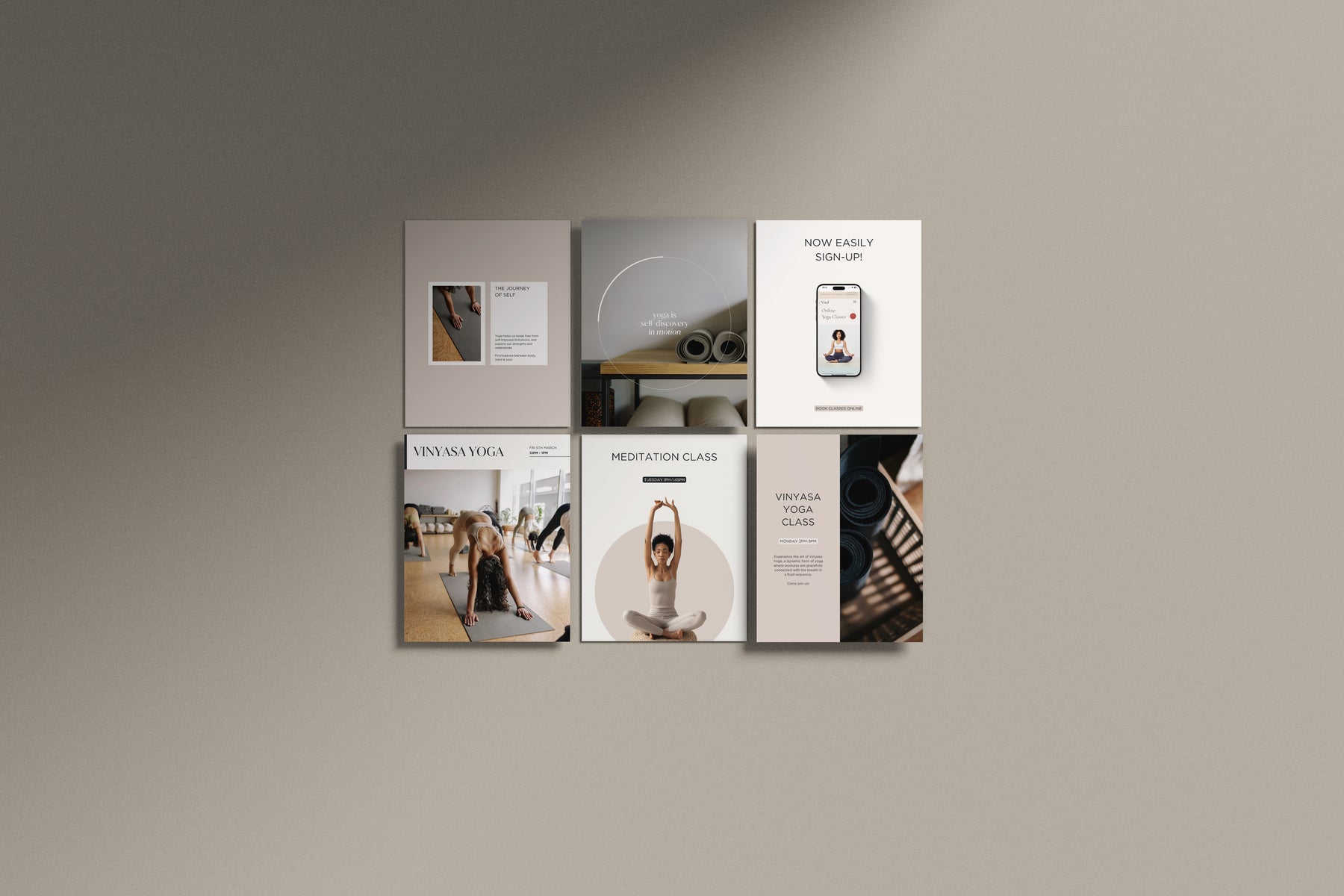 Instagram post templates in square and portrait dimension for yoga instructors pilates studios or wellness coaches
