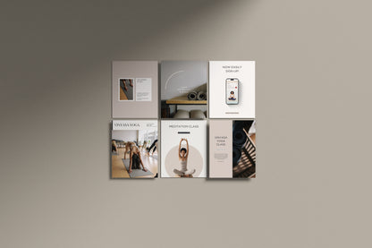 Instagram post templates in square and portrait dimension for yoga instructors pilates studios or wellness coaches